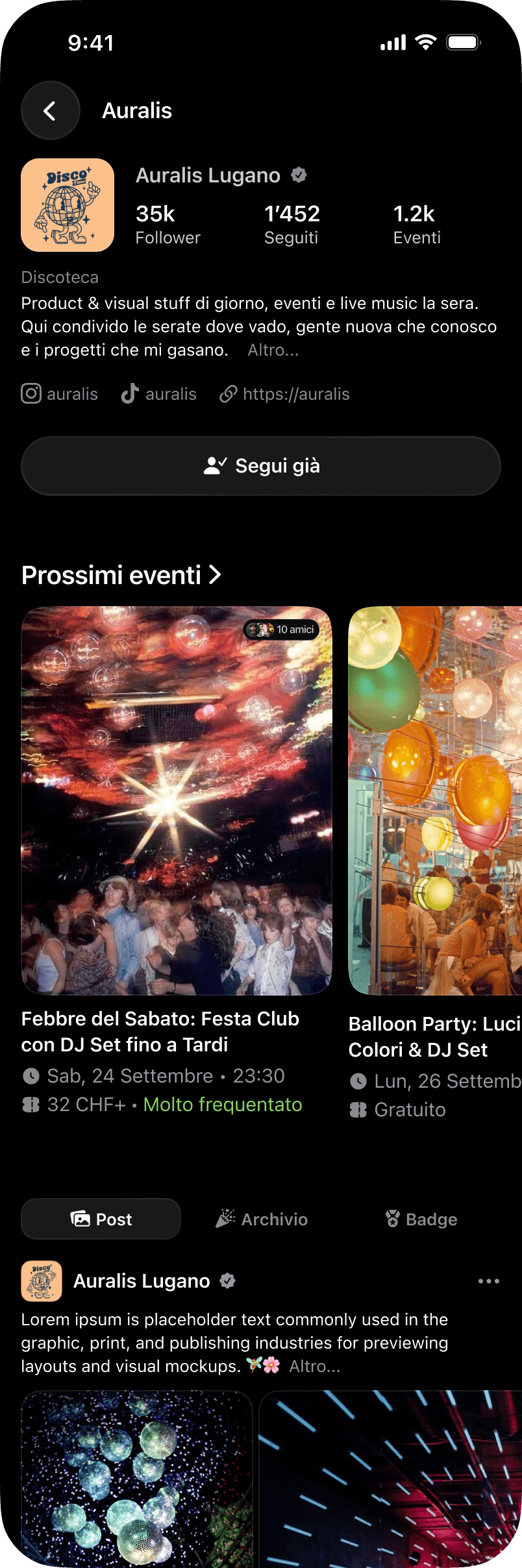 Profilo organizzazione su Outzone