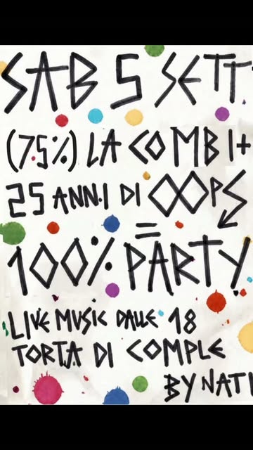 Cover image for 100% PARTY: 25 anni di OOPS + LA COMBI