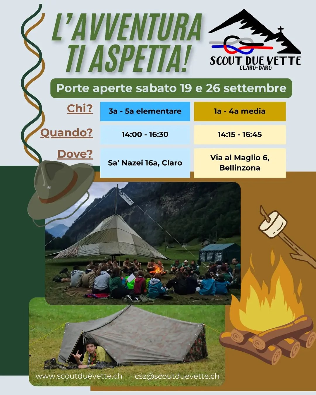 Copertina di Porte aperte Scout Due Vette - Sede Bellinzona