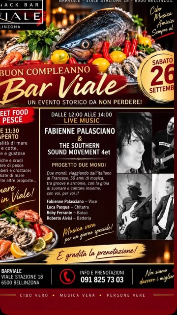 Copertina di Compleanno Bar Viale: Live Music & Cibo di Pesce